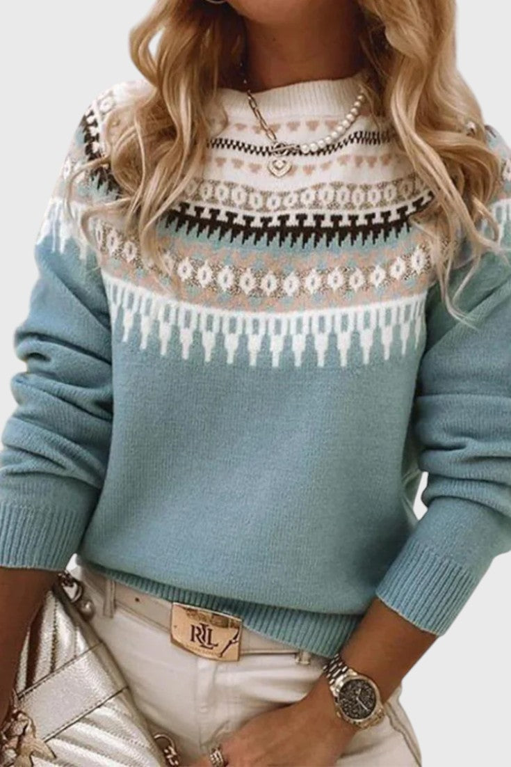 Maria Jersey de Cuello Redondo Texturizado