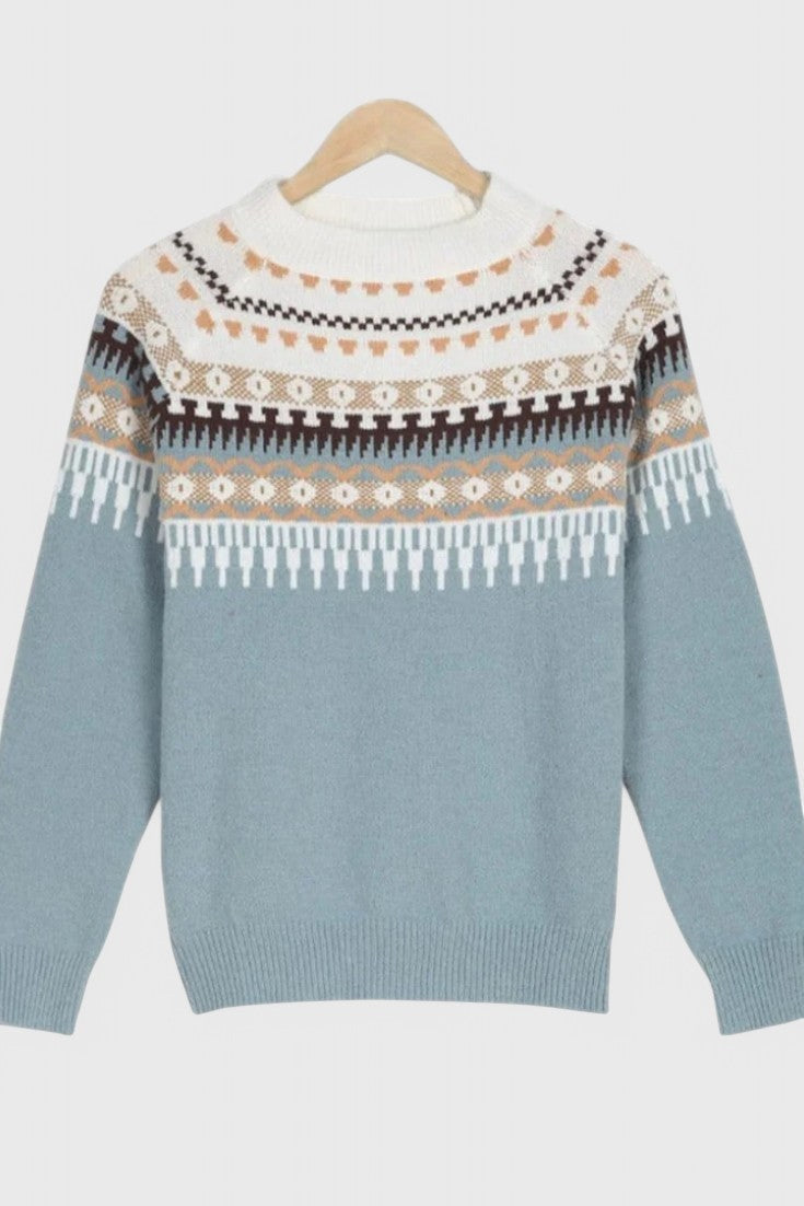 Maria Jersey de Cuello Redondo Texturizado