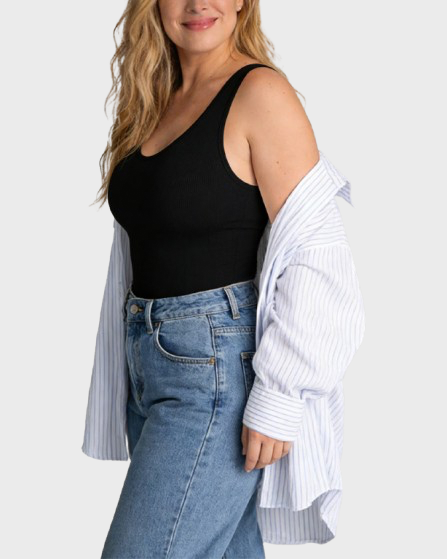 Camiseta sin mangas reductora de abdomen – Ajuste moldeador con tirantes anchos