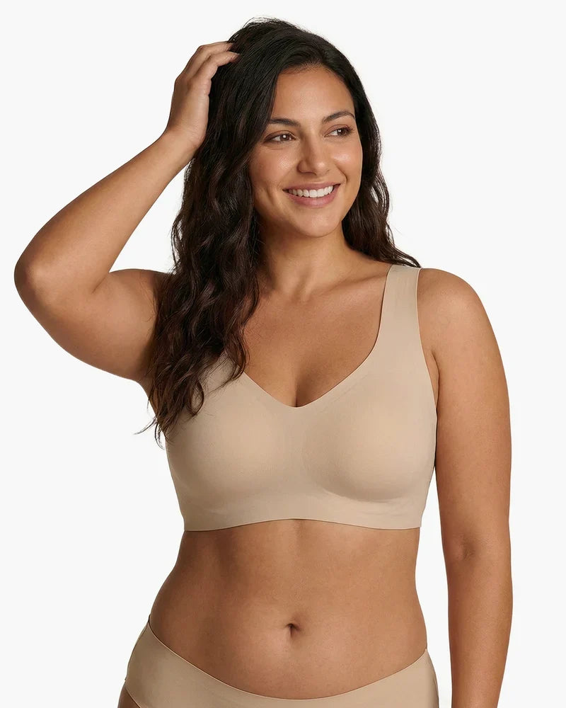 Sujeto gelatina Veyro Madrid Comfort Lift, sostén con diseño suave y cómodo, en color negro, con copas y tirantes ajustables.