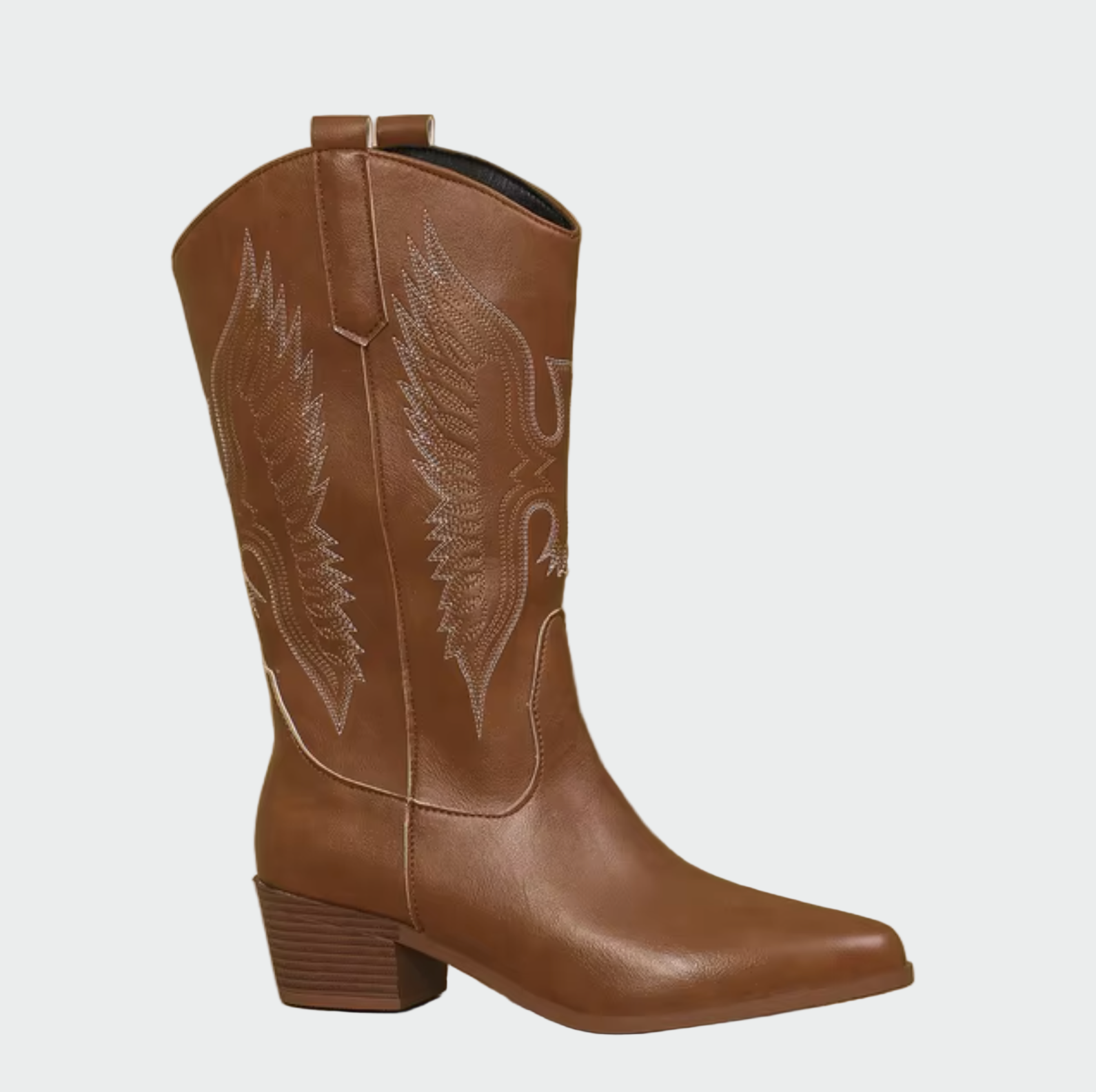 Isabella  Botas Vaqueras En Piel Negra Con Detalles Pluma