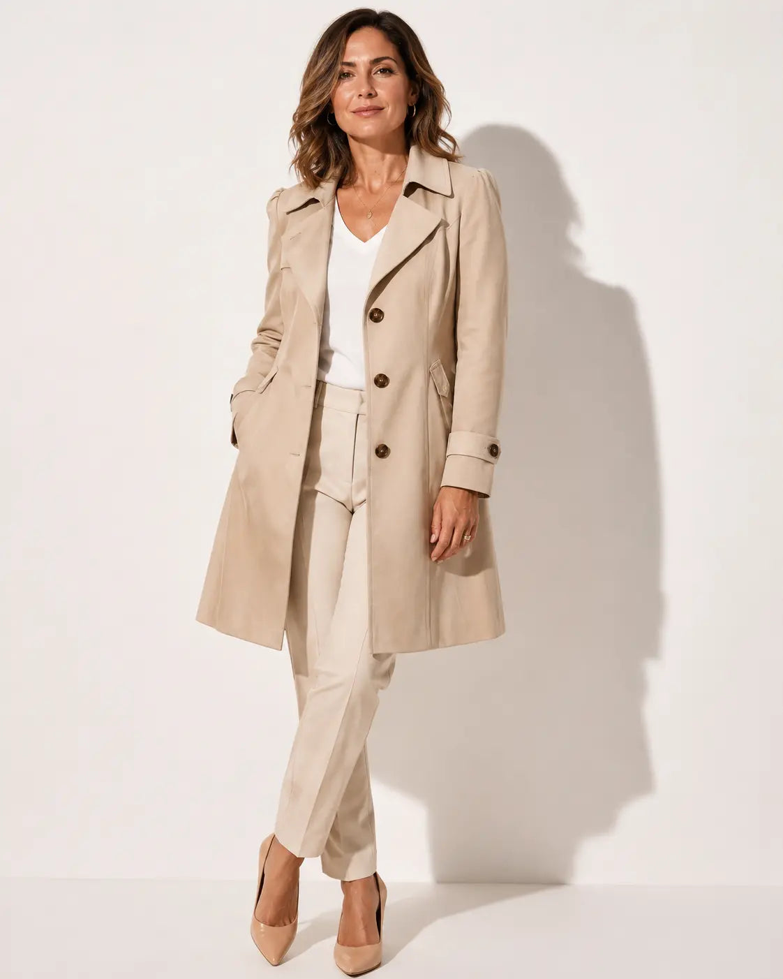Claudia Abrigo Vintage Elegante con Botones