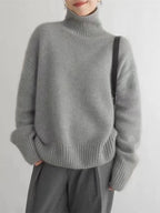 Suéter de cuello alto Noemi de Veyro Madrid, lana pura, color beige, estilo de invierno para mujer, tejido grueso y cálido.