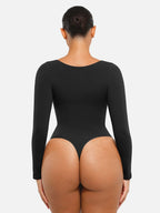 Body suit moldeador de manga larga Veyro Madrid, sin costuras, con control de abdomen y diseño ajustado en color negro.