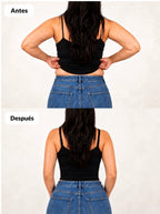 Camiseta moldeadora Silhouette de Veyro Madrid, prenda ajustada y cómoda para moldear la figura, vista en primer plano.