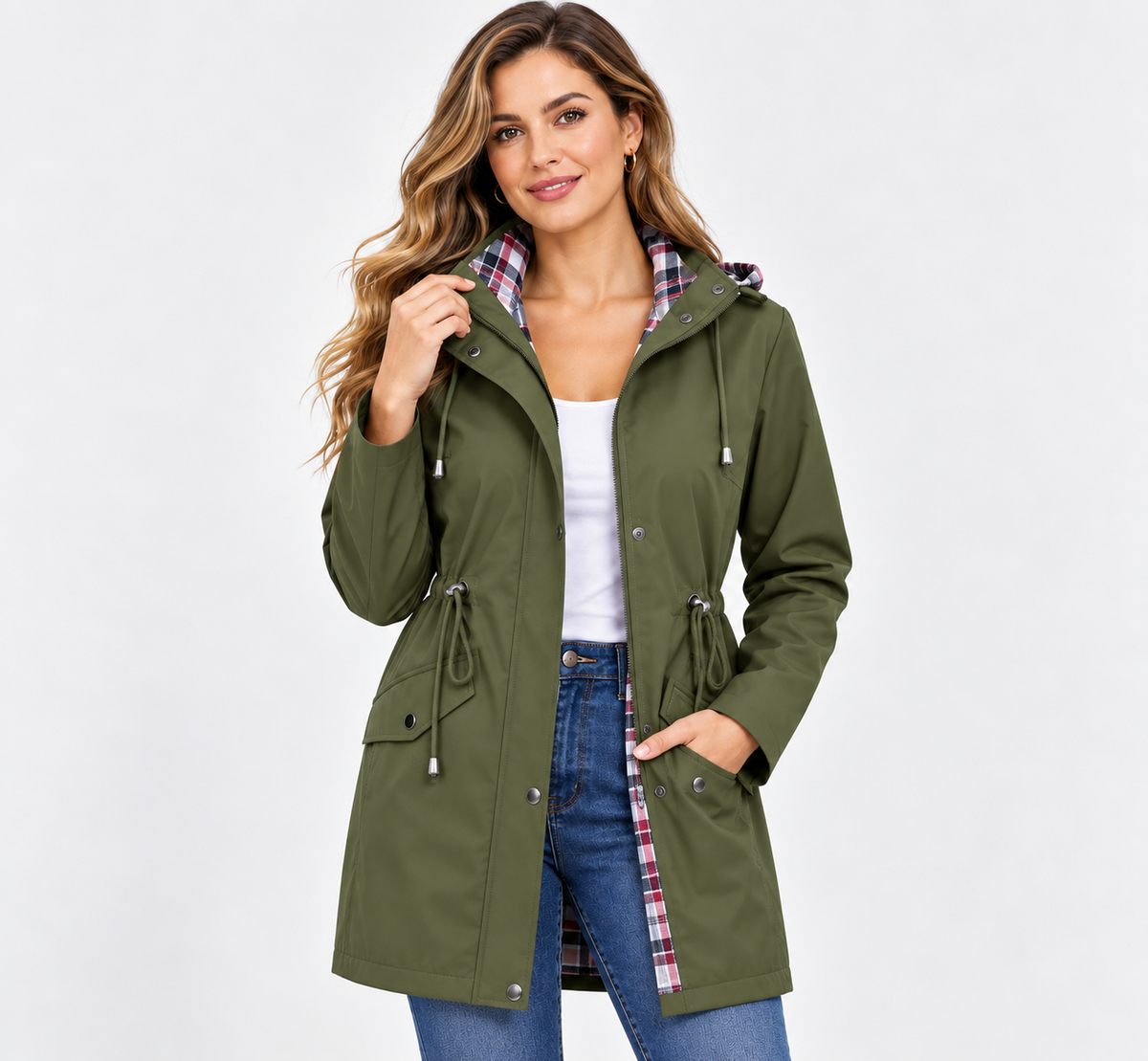 Chaqueta elegante, ligera e impermeable para mujer