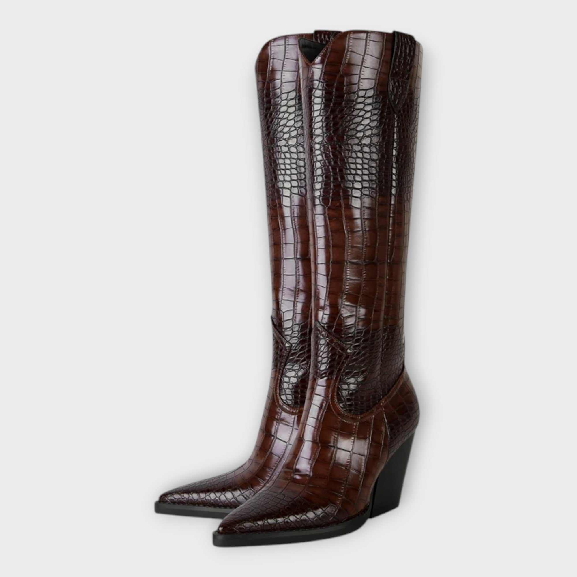 Camila  Botas Con Diseño Croco Y Tacón Elegante Diario