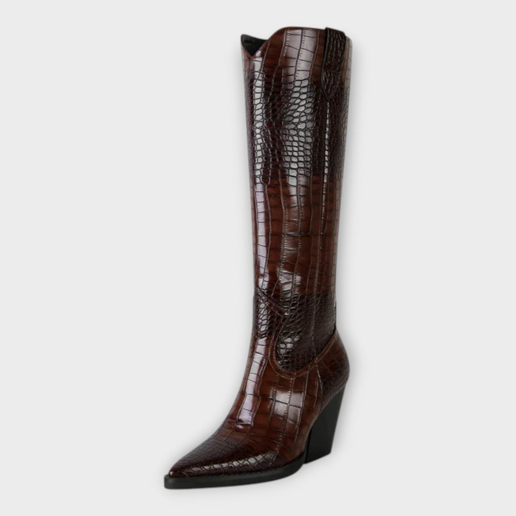 Camila  Botas Con Diseño Croco Y Tacón Elegante Diario