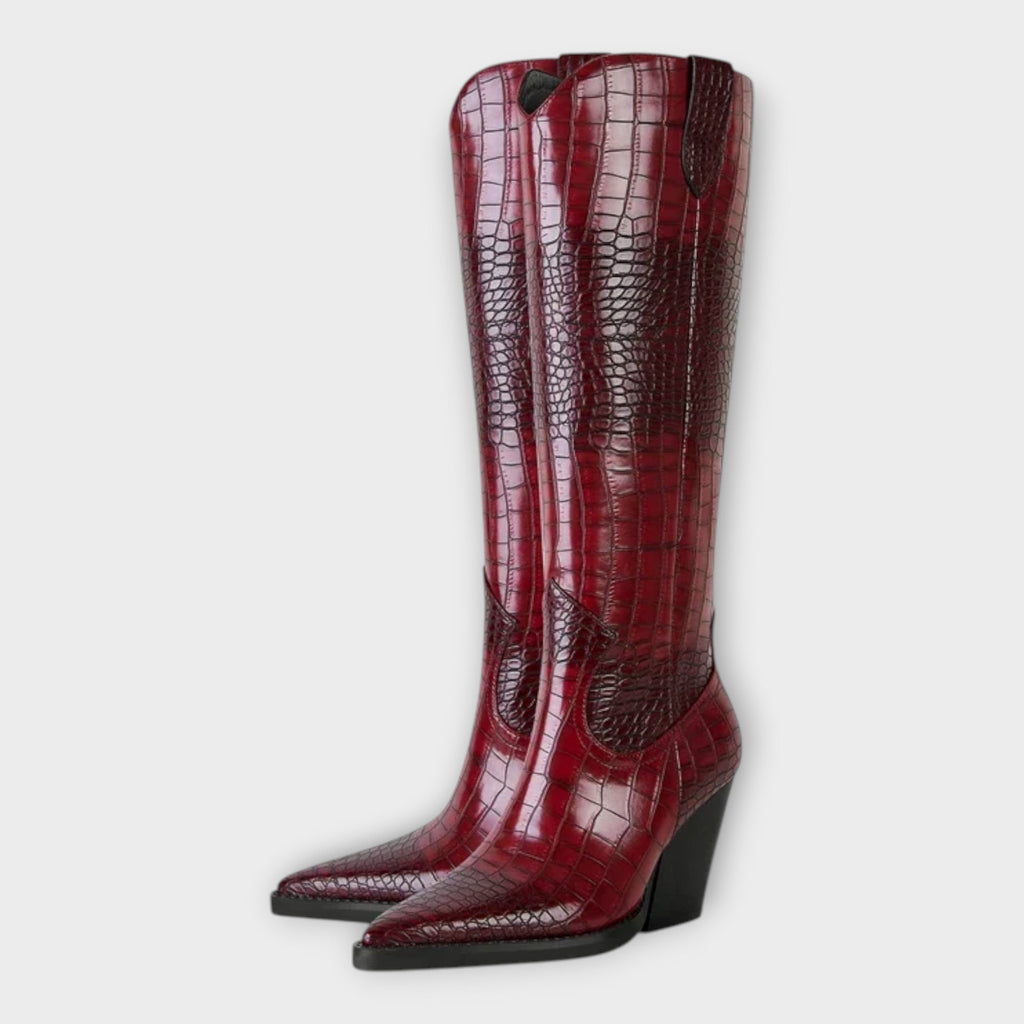 Camila  Botas Con Diseño Croco Y Tacón Elegante Diario