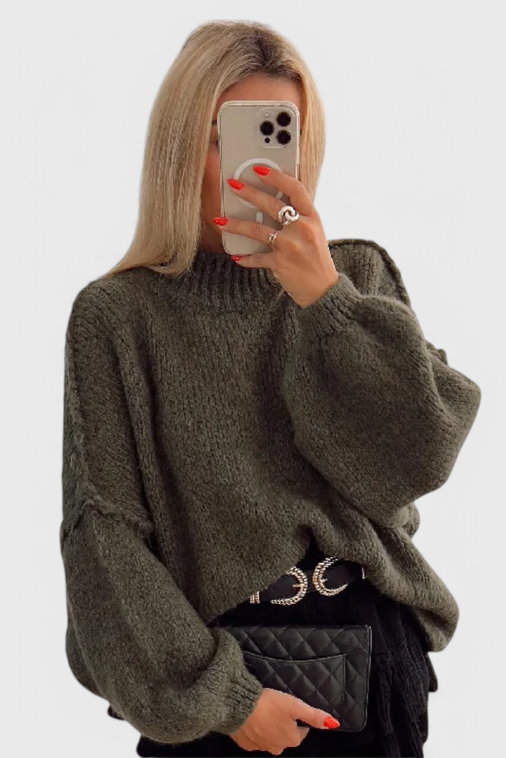 Natalia Jersey de Punto Oversized con Mangas Globo