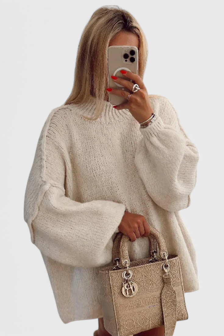 Natalia Jersey de Punto Oversized con Mangas Globo
