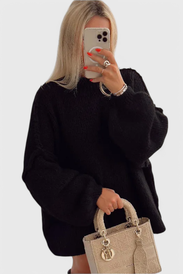 Natalia Jersey de Punto Oversized con Mangas Globo