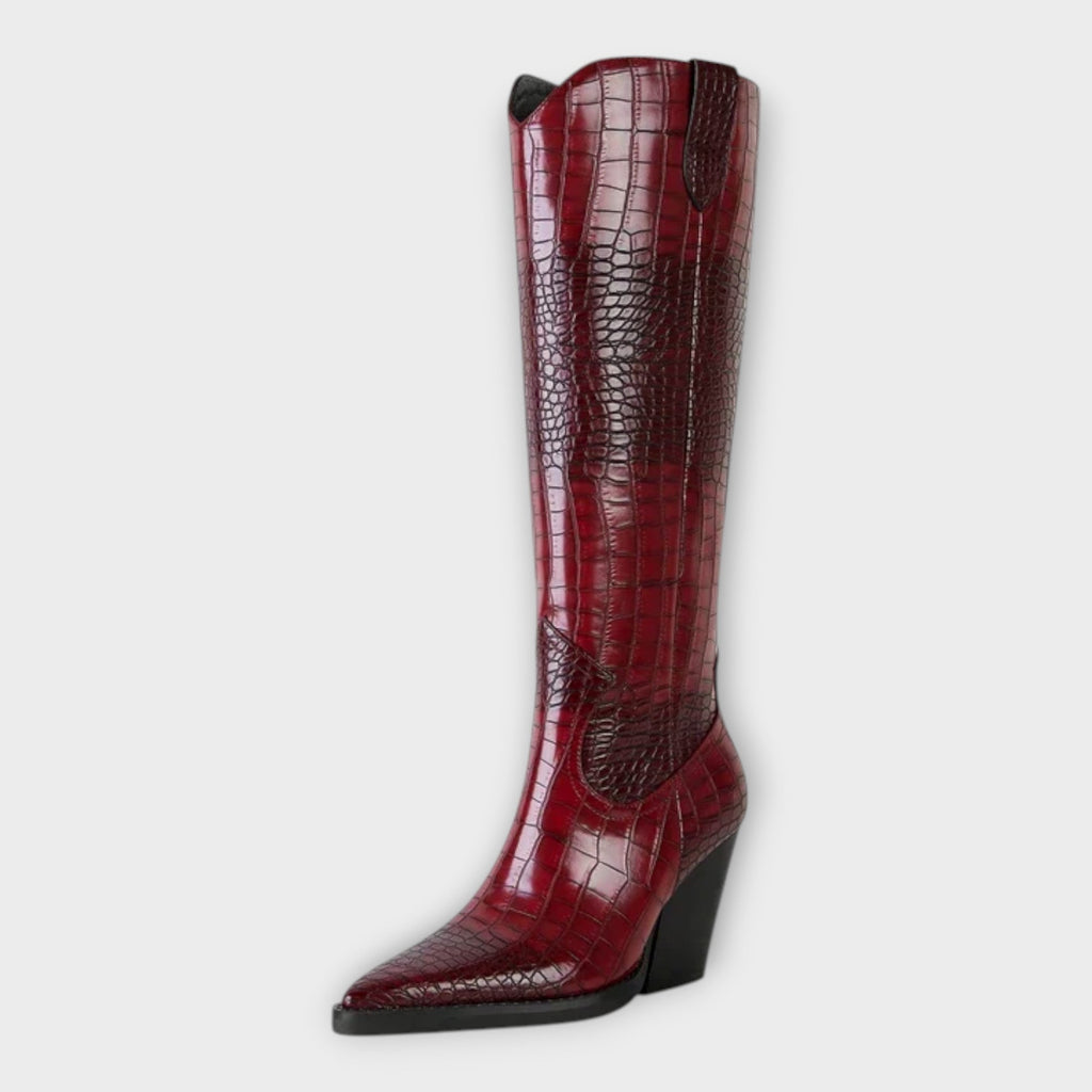 Camila  Botas Con Diseño Croco Y Tacón Elegante Diario