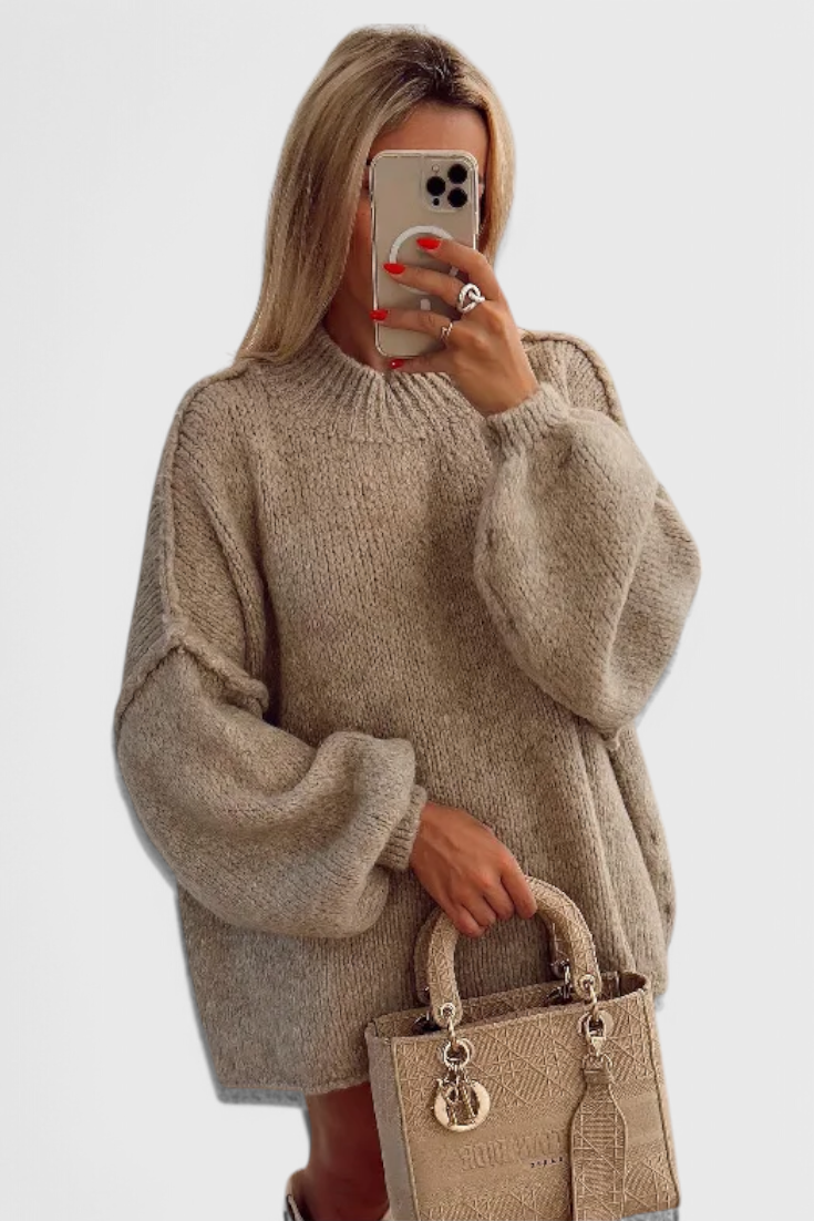 Natalia Jersey de Punto Oversized con Mangas Globo