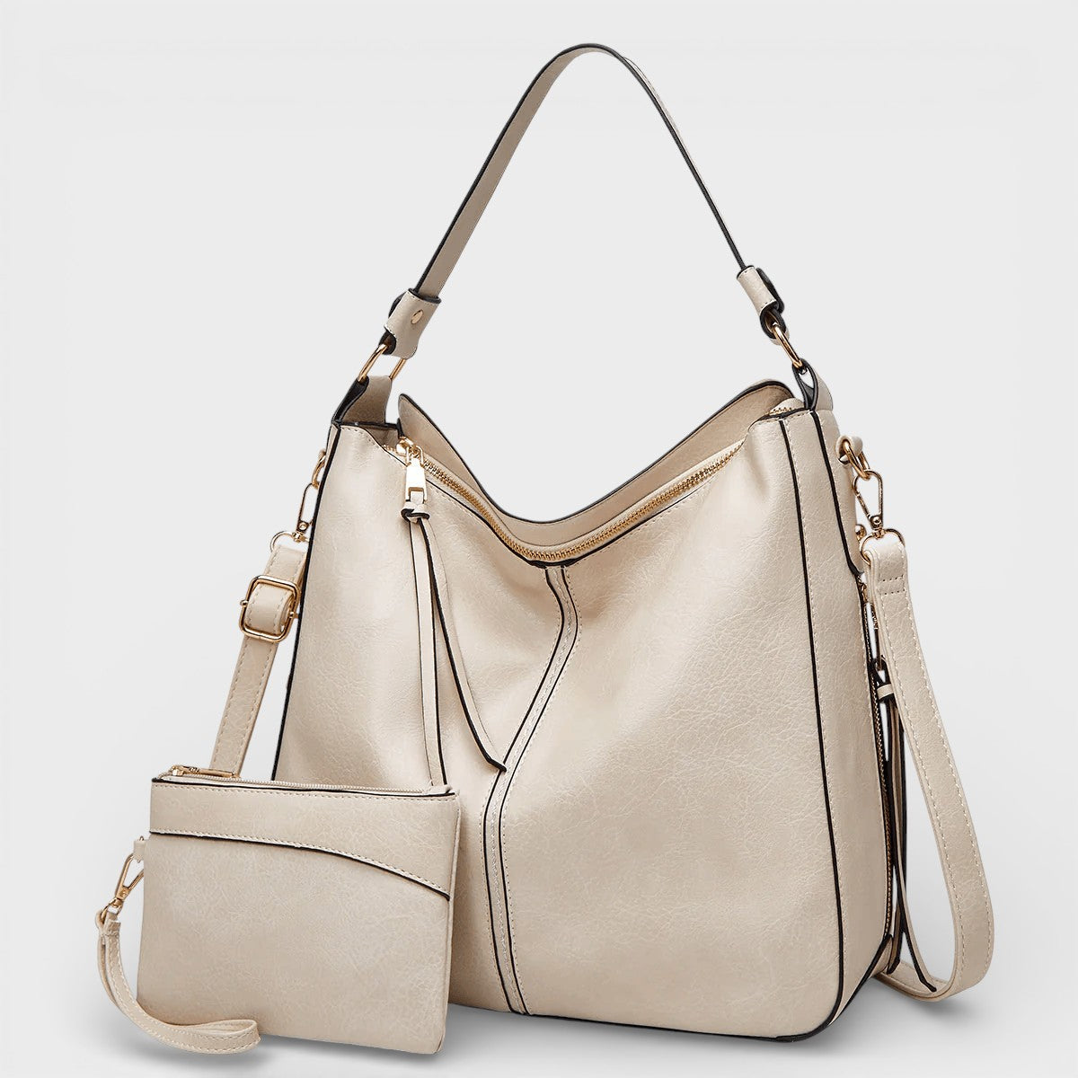 Bolso de piel vintage Paula de Veyro Madrid, bolso elegante con acabado en cuero y detalles clásicos en tonos neutros.