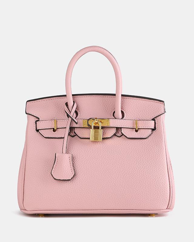 Bolso de cuero MILA de Veyro Madrid, con asas cortas y diseño elegante, en color marrón con detalles de costura.