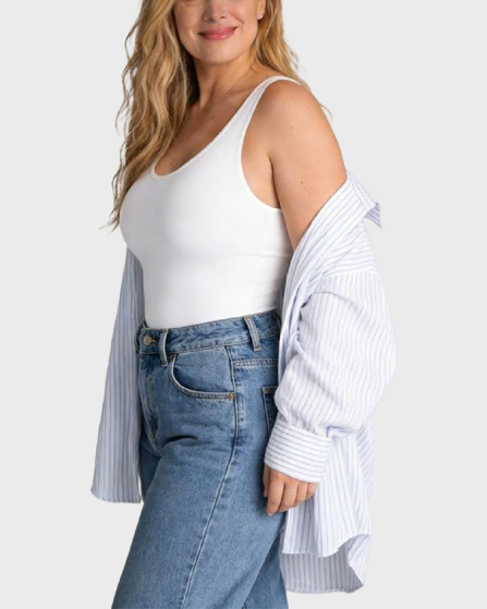 Camiseta sin mangas reductora de abdomen – Ajuste moldeador con tirantes anchos