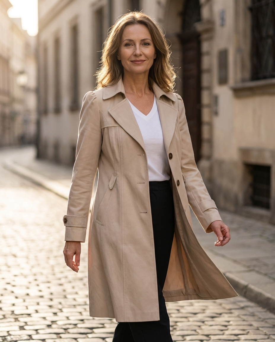 Claudia Abrigo Vintage Elegante con Botones