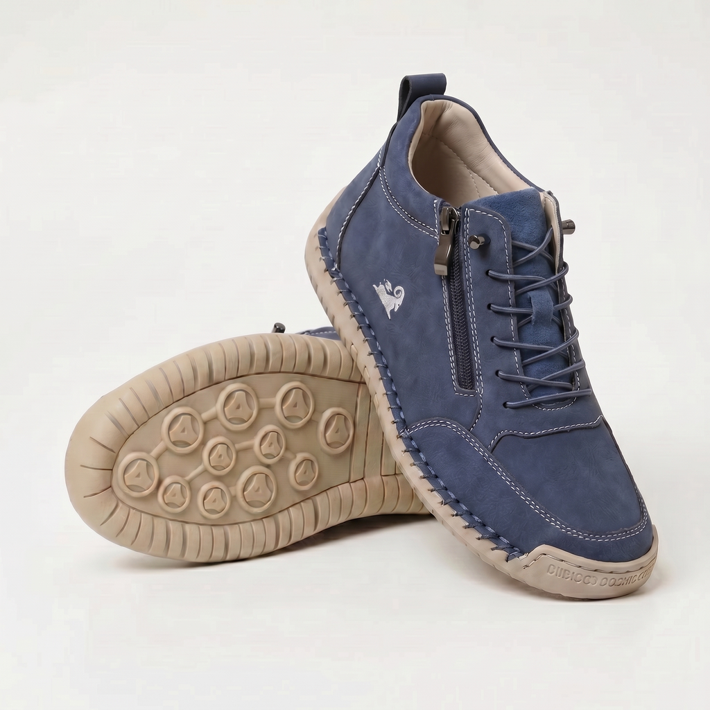 Zapatillas ortopédicas Mila de Veyro Madrid con cremallera, diseño cómodo y soporte para el pie, en color negro y con suela antideslizante.