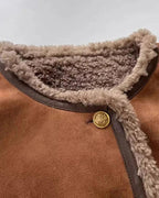 Chaqueta de piel de oveja Veyro Madrid CORA, abrigo de piel gruesa y suave, con cuello y detalles de moda para mujer.