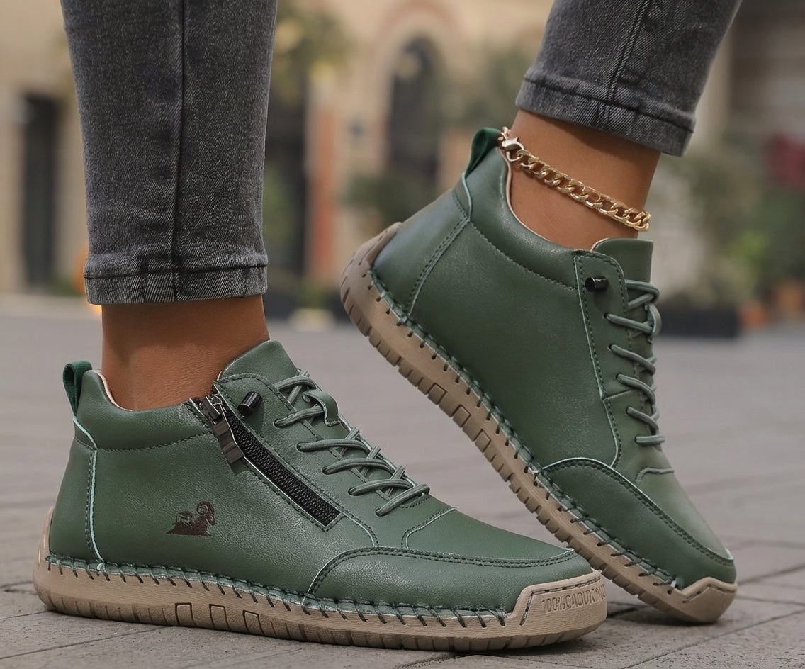 Zapatillas ortopédicas Mila Veyro Madrid con cremallera en color banana, diseño cómodo y ajustable para el bienestar del pie.