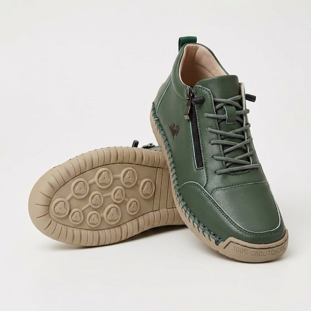 Zapatillas ortopédicas Veyro Madrid Mila con cremallera, diseño cómodo y soporte para el pie, en color nano banana.