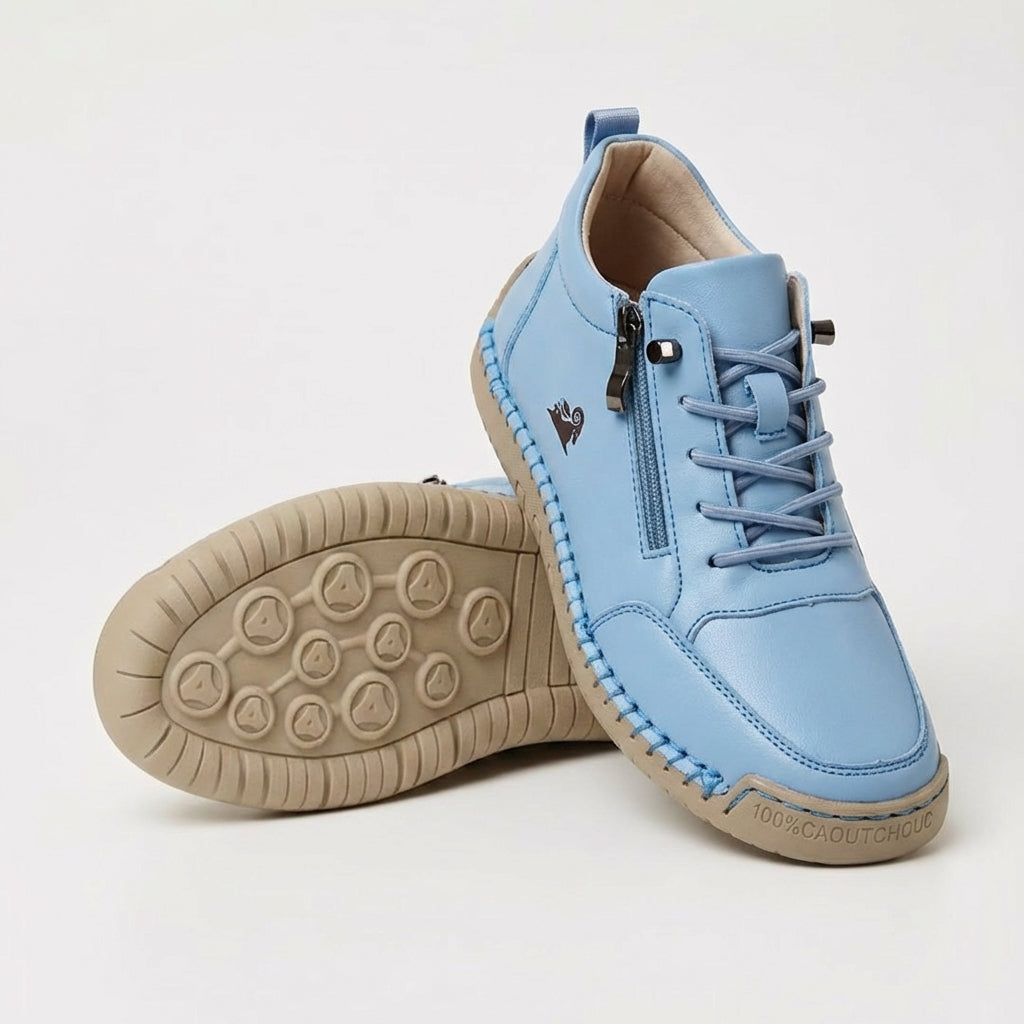 Zapatillas ortopédicas Mila de Veyro Madrid con cremalleras y diseño ergonómico, en color nano banana.