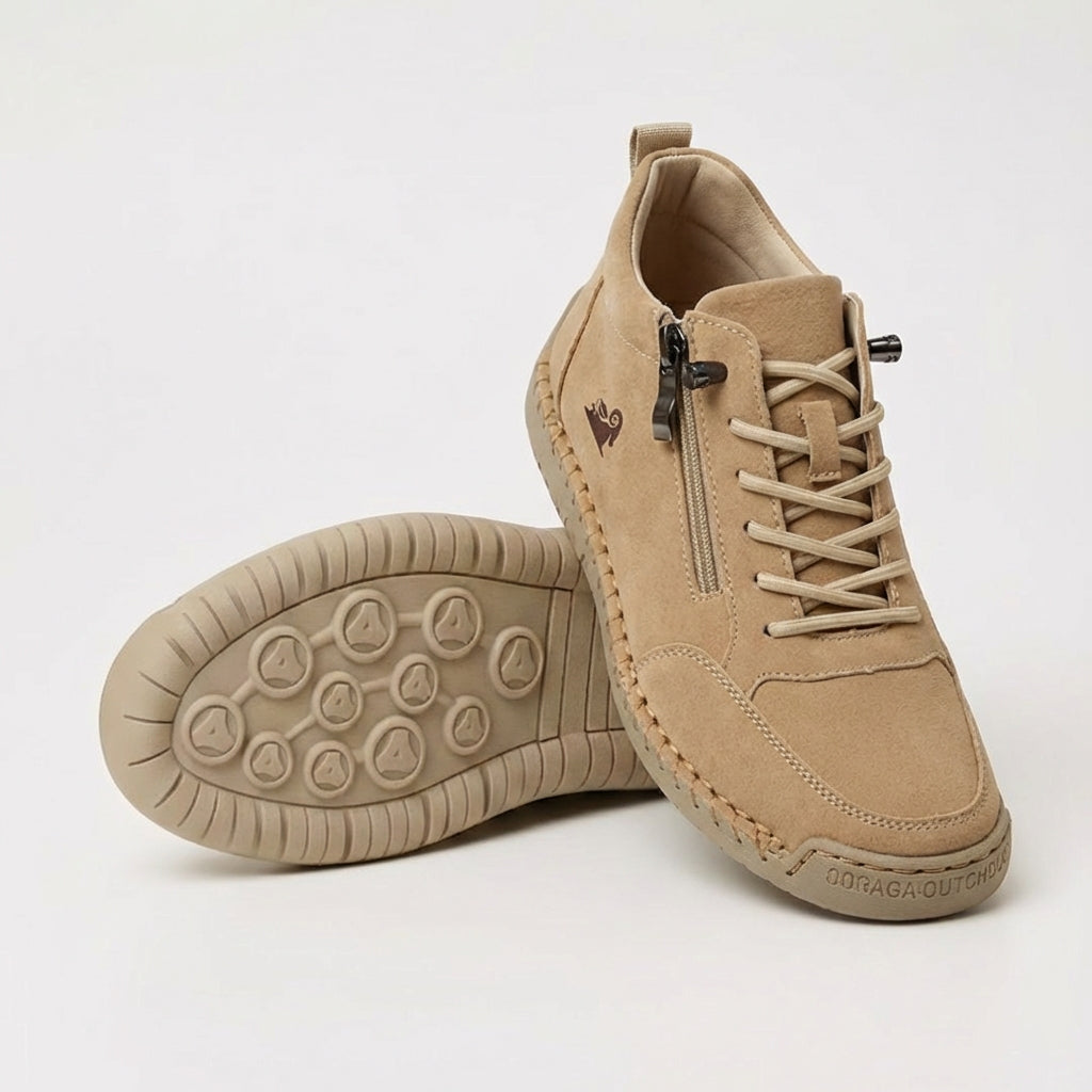 Zapatillas ortopédicas Mila de Veyro Madrid con cremalleras, diseño cómodo y soporte para pies, color nano banana.