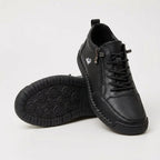 Zapatillas ortopédicas Mila de Veyro Madrid con cremallera y diseño en color nano banana, calzado cómodo y de apoyo para pies.