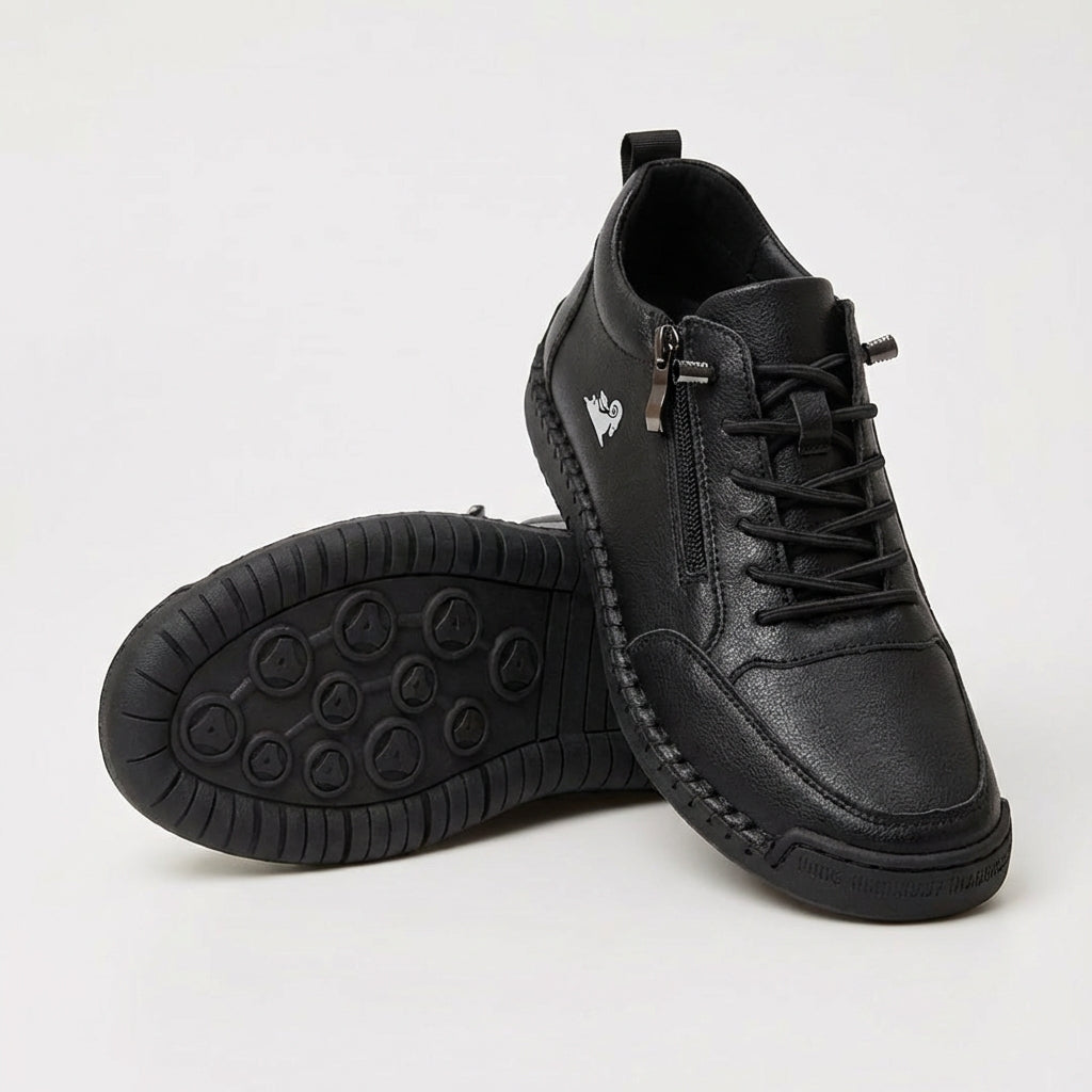 Zapatillas ortopédicas Mila de Veyro Madrid con cremallera y diseño en color nano banana, calzado cómodo y de apoyo para pies.